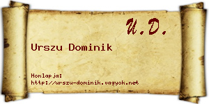 Urszu Dominik névjegykártya